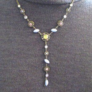 Felicia Brand Drop Necklace, Multicolor Stones, Lobster Clasp